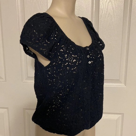 Hollister Navy Lace Cap Sleeve Top M - Picture 6 of 15